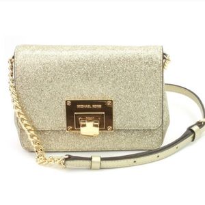 EUC Michael Kors Pale Gold Glitter Crossbody Purse